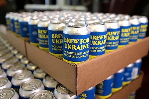 RUTH BONNEVILLE / WINNIPEG FREE PRESS

ENT - beer for Ukraine

Cases of 24 cans of Brew for Ukraine are stacked on a pallet at Torque Brewing company Friday/. Three thousand cans of the unique recipe from the Ukraine will be produced with proceeds going to the Ukraine Crisis.  

Subject: Eight local craft breweries in Winnipeg are collaborating on a beer, with all proceeds going to a humanitarian relief fund in Ukraine. The beer recipe is from Pravda Brewing, a Ukrainian brewery based in Lviv.

The breweries collaborating are: Torque Brewing, Trans Canada Brewing, Nonsuch Brewing, Barn Hammer Brewing, One Great City Brewing, Devil May Care Brewing, Lake of the Woods Brewing, and Stone Angel Brewing.

Eva Wasney



April 8th,  2022
