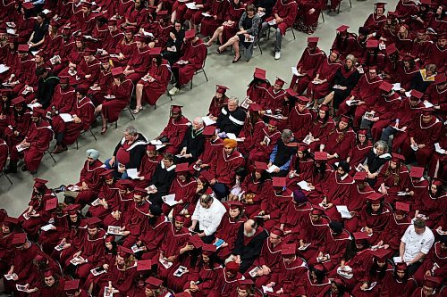 03062022
Graduates wait to receive their diplomas during Assiniboine Community College&#x2019;s 2022 graduation ceremony at The Keystone Centre on Friday. 
(Tim Smith/The Brandon Sun)