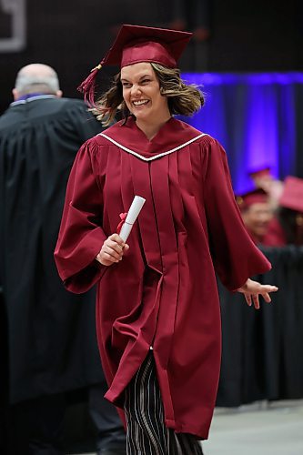 03062022
Lori Palahitski shows her excitement after receiving her diploma in Practical Nursing during Assiniboine Community College&#x2019;s 2022 graduation ceremony at Westoba Place on Friday. 
(Tim Smith/The Brandon Sun)