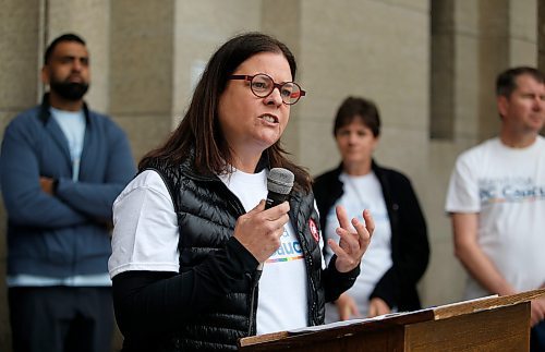 JOHN WOODS / WINNIPEG FREE PRESS
Manitoba premier Heather Stefanson speaks at the Pride rally in downtown Winnipeg Sunday, June 5, 2022. 

Re: gabby