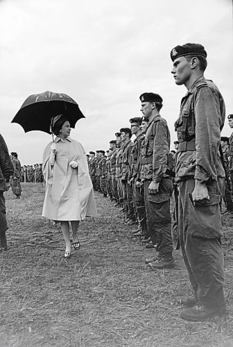 Queen Elizabeth II inspects the troops during her visit to CFB Shilo in 1970. (Brandon Sun Files)