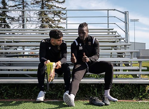 JESSICA LEE / WINNIPEG FREE PRESS

Valour players Tony Mikhael (left) and Andrew Jean-Baptiste are photographed after practice on September 13, 2022 at University of Manitoba.

Reporter: Joshua Frey-Sam
