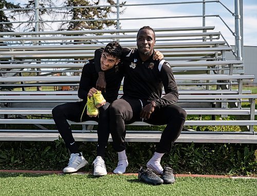 JESSICA LEE / WINNIPEG FREE PRESS

Valour players Tony Mikhael (left) and Andrew Jean-Baptiste are photographed after practice on September 13, 2022 at University of Manitoba.

Reporter: Joshua Frey-Sam
