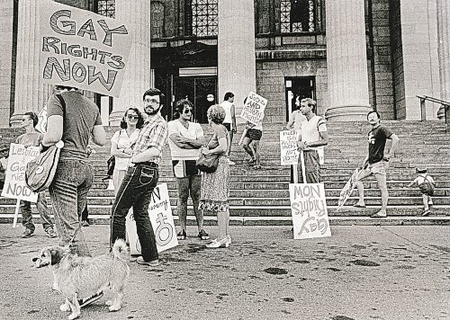 PHIL HOSSACK / WINNIPEG FREE PRESS

Gay rights rally / protest at the Manitoba Legislative Building August 11, 1984.