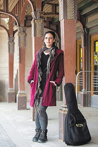 MIKAELA MACKENZIE / WINNIPEG FREE PRESS



Orit Shimoni, travelling musician who has lived in Winnipeg during the pandemic, poses for a portrait outside of Union Station in Winnipeg on Friday, April 2, 2021. For Al Small story.



Winnipeg Free Press 2021