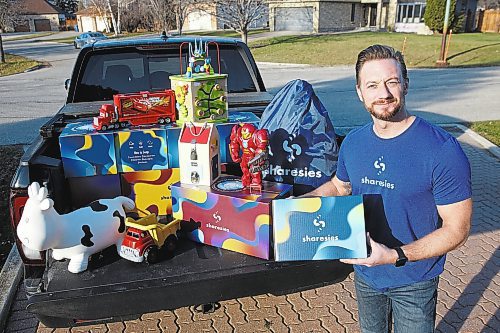MIKE DEAL / WINNIPEG FREE PRESS

Jay Gamey the founder of Sharesies, a start-up that&#x2019;s distributing toys amongst its members to be shared/swapped. Instead of buying items, members get packages to keep for 90 days, and then they return it and get a new pack. The goal, in part, is to keep items from disuse and the landfill.

see Gabby Pich&#xe9; story

211109 - Tuesday, November 09, 2021.