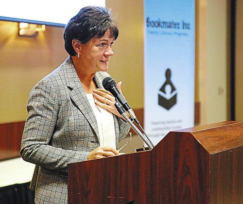 JASON HALSTEAD / WINNIPEG FREE PRESS



Janice Morley-Lecomte (MLA for Seine River) speaks to attendees at the ninth annual Breakfast with Bookmates event on Oct. 10, 2019 at the Viscount Gort Hotel. (See Social Page)