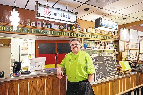Mike Sudoma / Winnipeg Free Press

Chef Craig Geunther of Schnitzelhaus, stands in front of the bar top at Schnitzelhaus restaurant, inside of the German Society of Winnipeg building Wednesday 

November 24, 2021