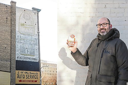 MIKE DEAL / WINNIPEG FREE PRESS

A ghost sign (a handpainted outdoor ad) promoting canned ham on the side of 185 Bannatyne Avenue.

See Ben Waldman story

211214 - Tuesday, December 14, 2021.