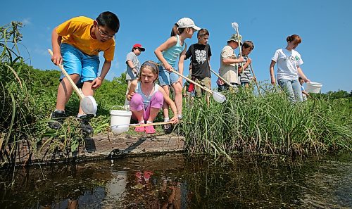 Brandon Sun Students from Virden's Mary Montgomery School learn about life in the wetlands from educators from Oak Hammock Marsh at the  Eternal Springs/ Virden Area Wildlife conservation area near of Oak Lake, Man. The event was hosted by Ducks Unlimited and sponsored by Enbridge. Bruce Bumstead/CP IMAGES