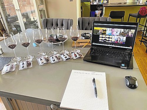 Ben Sigurdson / Winnipeg Free Press files
The new norm for wine tastings, Zoom meetings with small pouch-like samples to taste along, were plentiful from the dining room table.