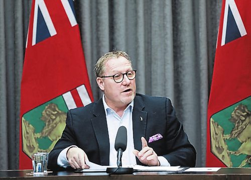 RUTH BONNEVILLE / WINNIPEG FREE PRESS



LOCAL - finance



Finance Minister Scott Fielding presents the 

2021-22 Mid-Year Report – Fiscal and Economic Update at a press conference at Legislative Building, Friday.



Dec 17th,  2021