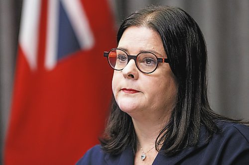 MIKE DEAL / WINNIPEG FREE PRESS

Premier Heather Stefanson (right), Health and Seniors Care Minister Audrey Gordon (left) and attending virtually, Dr. Jazz Atwal (left), deputy chief provincial public health officer, and Dr. Joss Reimer (right), medical lead, Vaccine Implementation Task Force, during the latest COVID-19 update at the Manitoba Legislative building Wednesday. 

220112 - Wednesday, January 12, 2022.