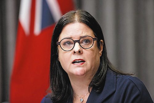 MIKE DEAL / WINNIPEG FREE PRESS

Premier Heather Stefanson (right), Health and Seniors Care Minister Audrey Gordon (left) and attending virtually, Dr. Jazz Atwal (left), deputy chief provincial public health officer, and Dr. Joss Reimer (right), medical lead, Vaccine Implementation Task Force, during the latest COVID-19 update at the Manitoba Legislative building Wednesday. 

220112 - Wednesday, January 12, 2022.