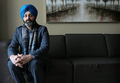 Ramandeep Grewal, president of India Association of Manitoba, has been assisting officials from India's consulate in Toronto in their efforts to identify the family of four who died east of Emerson while trying to cross into the U.S. (Ruth Bonneville/Winnipeg Free Press)