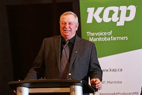 Bill Campbell, president of Keystone Agricultural Producers, speaks at KAP's annual general meeting in 2020. (Winnipeg Free Press file) 