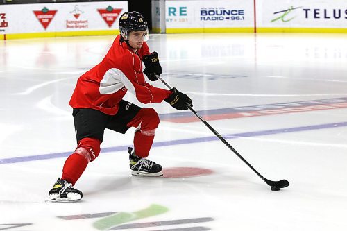 Brandon Wheat Kings forward Jake Chiasson glides around the ice at Westoba Place during his first skate since suffering a shoulder injury in September. (Photos by Perry Bergson/The Brandon Sun)