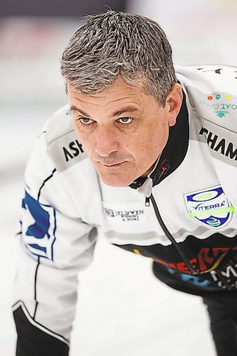 MIKE DEAL / WINNIPEG FREE PRESS

Skip William Lyburn during practice at Eric Coy Arena Tuesday afternoon prior to the start of the 2020 Viterra Curling Championship.

200204 - Tuesday, February 04, 2020.