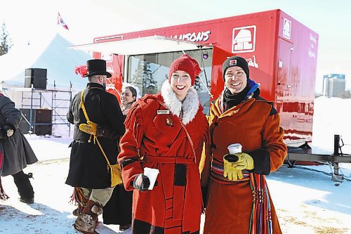 RUTH BONNEVILLE / WINNIPEG FREE PRESS

 LOCAL / ENT - FdV

President of the  Festival du Voyageur Board of Directors, Natalie Thiesen and Executive Director, Darrel Nadeau have some fun outside the music box during the launch of the 2022 festival on Thursday. 

The Festival du Voyageur unveils its Music Box, the Boite de chansons at Whittier Park. At the festival kickoff presser, musicians played inside the music box, which is a trailer that has a band inside separated by glass, to perform for the audience outside. It's partially a COVID-19 protection shield, but also helps when it's cold because band can have electronic difficulty in cold weather. 





Feb 17th, 2022
