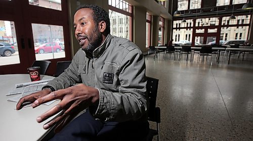 Abdikheir Ahmed and his brother in Edmonton are sponsoring their nephew &#xa4;Hassan Mohamed who&#x2019;s languishing in Dadaab, the world&#x2019;s largest refugee camp for years. He talked to Carol at Red River College Wednesday. See Carol Sanders story. May 14, 2014 - (Phil Hossack / Winnipeg Free Press)
