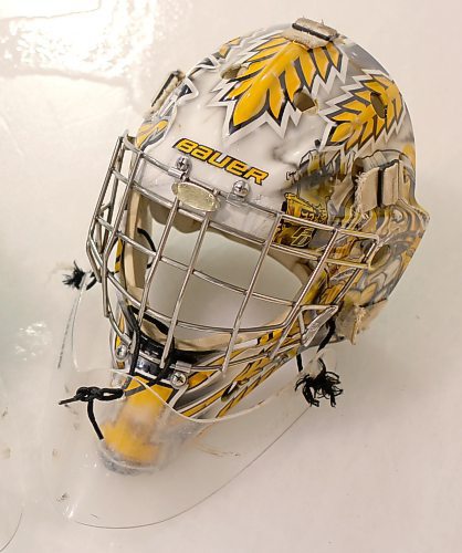 Dave Fried designed Logan Thompson&#x2019;s mask the goaltender wore during the 2015-16 Western Hockey League with the Brandon Wheat Kings. Thompson played a key role in helping to grow Fried&#x2019;s business. (Perry Bergson/The Brandon Sun)