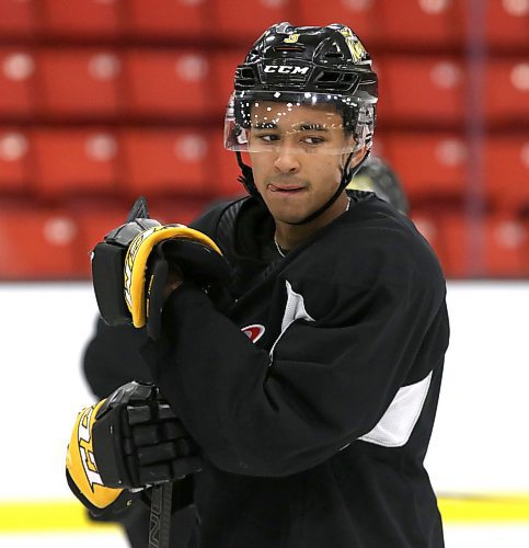 Jacob Hoffrogge and the Brandon Wheat Kings host the Saskatoon Blades tonight and again on Friday. Hoffrogge is a Saskatoon product. (Perry Bergson/The Brandon Sun)