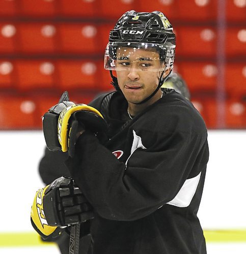 Jacob Hoffrogge and the Brandon Wheat Kings host the Saskatoon Blades tonight and again on Friday. Hoffrogge is a Saskatoon product. (Perry Bergson/The Brandon Sun)