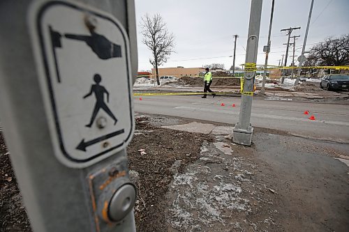JOHN WOODS / WINNIPEG FREE PRESS



The crosswalk at Isabel and Alexander is closed as police investigate after a vehicle hit a pedestrian in Winnipeg Monday, March 18, 2019.