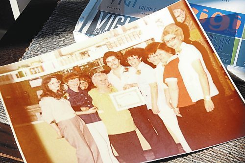 The original photo which features Sottile in the middle was taken in 1980, during his graduation from the Marvel Beauty School in Winnipeg. (Joseph Bernacki/The Brandon Sun)