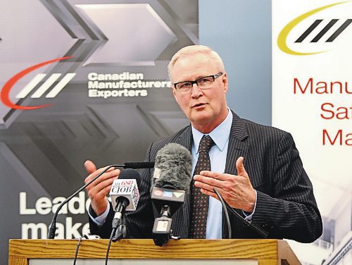 WAYNE GLOWACKI / WINNIPEG FREE PRESS  Ron Koslowsky, vice pres. Canadian Manufacturers &amp; Exporters Manitoba at their Annual General Meeting and launch of Industrie2030 held at the Norwood Hotel Wednesday morning. Larry Kusch story  April 27 2016
