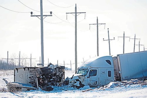 Brandon Sun 24022022

A collision involving approximately two dozen vehicles took place on the Trans Canada Highway east of Griswold, Manitoba shutting down the highway again on Thursday. The extremely icy conditions caused several vehicles to go off the road on the Trans Canada Highway around Griswold in addition to the several vehicle collision. (Tim Smith/The Brandon Sun)