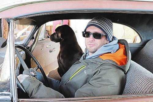 Tim Nickel gets behind the wheel of his 1951 Chevrolet Styleline Special on Thursday and invites his dog Dallas along for the ride. (Photos by Kyle Darbyson/The Brandon Sun) 