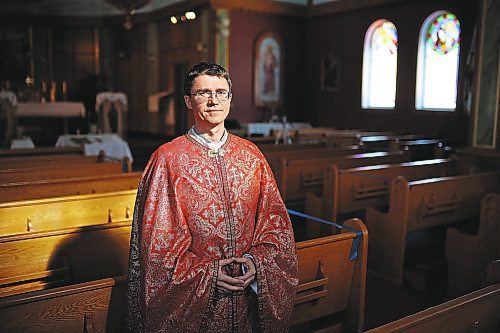 24022022
Father Yaroslav Strukhlyak, parish priest at Nativity of the Blessed Virgin Mary Ukrainian Catholic Church on Assiniboine Avenue, has family and in-laws in Ukraine, which was invaded by Russia on Thursday. (Tim Smith/The Brandon Sun)
