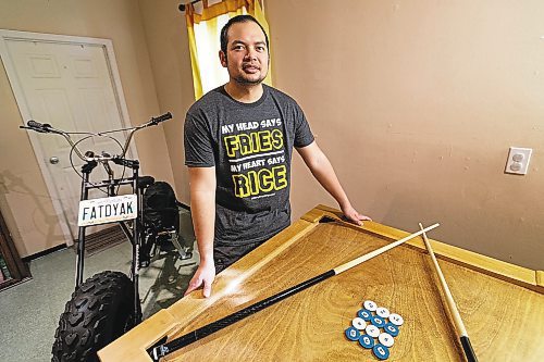 Daniel Crump / Winnipeg Free Press. Adonis Fernandez, 37, was born in the Philippines &amp; moved to Winnipeg in 2011, joining his sisters. About three years ago he started selling his own line of Filipino-themed T-shirts, which he was selling at pop-ups. March 2, 2022.
