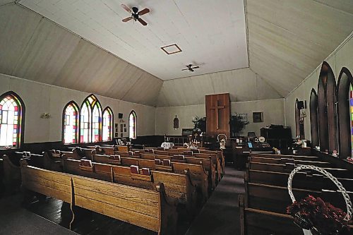 The interior of the Cromer United Church has stayed intact for many years. The last service held was a candelight Christmas Eve mass in December. (Joseph Bernacki/The Brandon Sun)