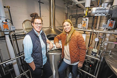 MIKE DEAL / WINNIPEG FREE PRESS

Good Neighbour Brewing co-owners (from left) Morgan Wielgosz, who is also the brew master, and Amber Sarraillon are currently brewing out of Oxus Brewing Co&#x2019;s facility (1180 Sanford Street) until they can find their own space.

210428 - Wednesday, April 28, 2021.