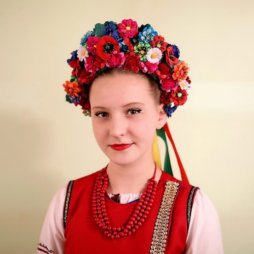 Iryna Prozhyrova poses for a photo after getting ready to perform at the Ukrainian pavilion at the Ukrainian Reading Hall during the 2018 Westman Multicultural Festival. (Tim Smith/The Brandon Sun)