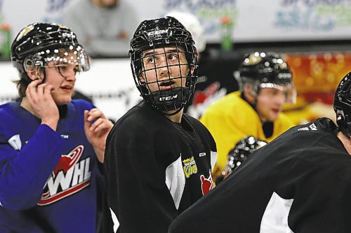 Eastyn Mannix had a busy evening and travel day to join the Brandon Wheat Kings for his WHL debut on Wednesday. He is shown at Wheat Kings practice at Westoba Place on Thursday afternoon. (Perry Bergson/The Brandon Sun)
March 3, 2022