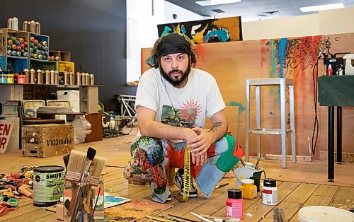 Syrian-born painter Bistyek, 25, was displaced by war. (Jessica Lee/Winnipeg Free Press)
 
