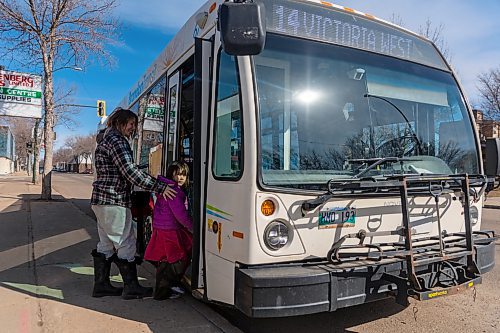 Brandonites board the 14 bus on Princess Avenue Wednesday. Brandon Transit recorded approximately 10,000 more rides in March this year compared to 2021. (Chelsea Kemp/The Brandon Sun)