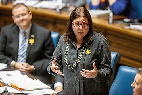 MIKE DEAL / WINNIPEG FREE PRESS
Premier Heather Stefanson during question period in the Manitoba Legislative building Monday afternoon.
220404 - Monday, April 04, 2022.