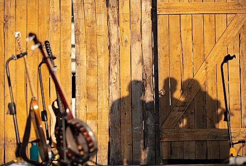 ANDREW RYAN / WINNIPEG FREE PRESS A silhouette to the members of Darlingside as they perform on the main stage at Winnipeg Folk Fest in Birds Hill Provincial Park on July 6, 2018.