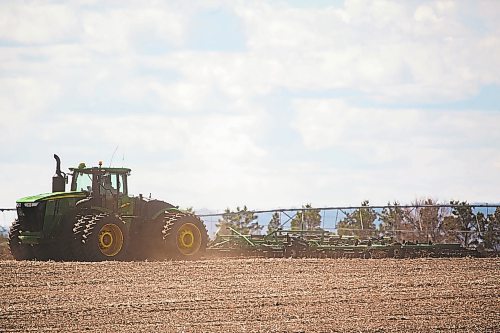 Brandon Sun A tractor works a field near Shilo Tuesday.  Seeding across Westman is predicted to be delayed by two to four weeks due to a duo of Colorado Lows in late April that brought excessive moisture. (Chelsea Kemp/The Brandon Sun)