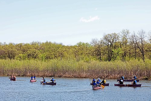 Students and staff from Killarney School canoe at Spruce Woods Provincial Park during a field trip Friday. (Tim Smith/The Brandon Sun)