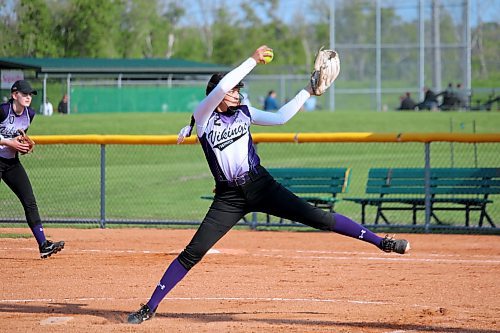 Grade 9 student Sally Leask earned a spot on the tournament all-star team with her strong pitching performances for the Vincent Massey Vikings. (Lucas Punkari/The Brandon Sun) 