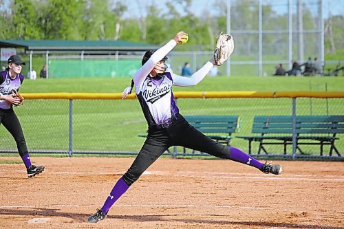 Grade 9 student Sally Leask earned a spot on the tournament all-star team with her strong pitching performances for the Vincent Massey Vikings. (Lucas Punkari/The Brandon Sun) 