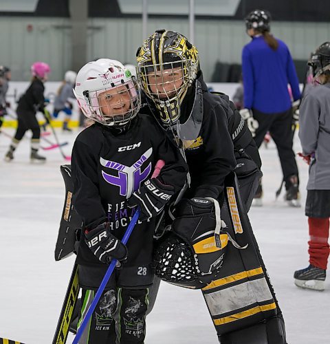 It was all smiles for players and instructors at the Fierce Female Hockey Camp at J&G Homes Arena on Saturday as the two-day event drew 133 young female players and was hosted by nearly 40 volunteers. For a story on the massive first-year camp, see Tuesday's issue of The Brandon Sun. (Aidan Froese/For The Sun)