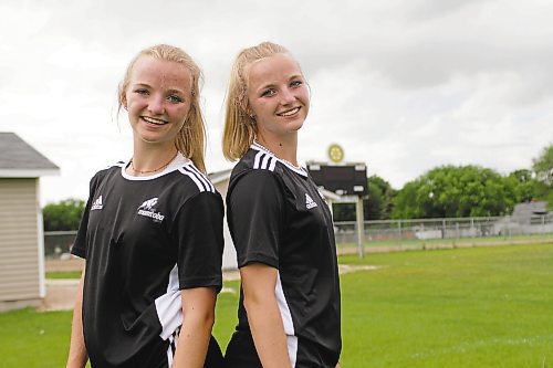 Kendra, left, and Sydney Schram were named to Team Manitoba for the 2022 Canada Games women's soccer event from Aug. 16 to 21 in Niagara, Ont. (Thomas Friesen/The Brandon Sun)