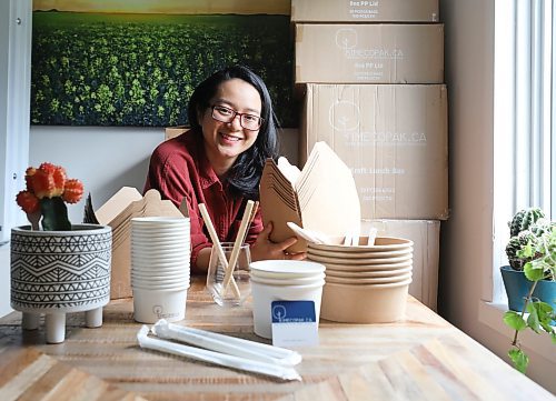 Kim Vu, owner of KimEcopak and former co-owner of Yen Kitchen Kim, is selling environmentally friendly take-out containers, spoons and straws that she hopes to eventually start manufacturing in Winnipeg. (Winnipeg Free Press)