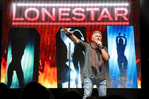 Drew Womack sings a tune as Lonestar performs at Westoba Place Tuesday evening. (Tim Smith/The Brandon Sun)